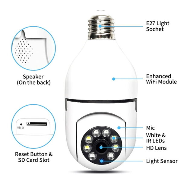 Champion Single Lens PTZ Bulb Wi-Fi IP Camera - Image 2